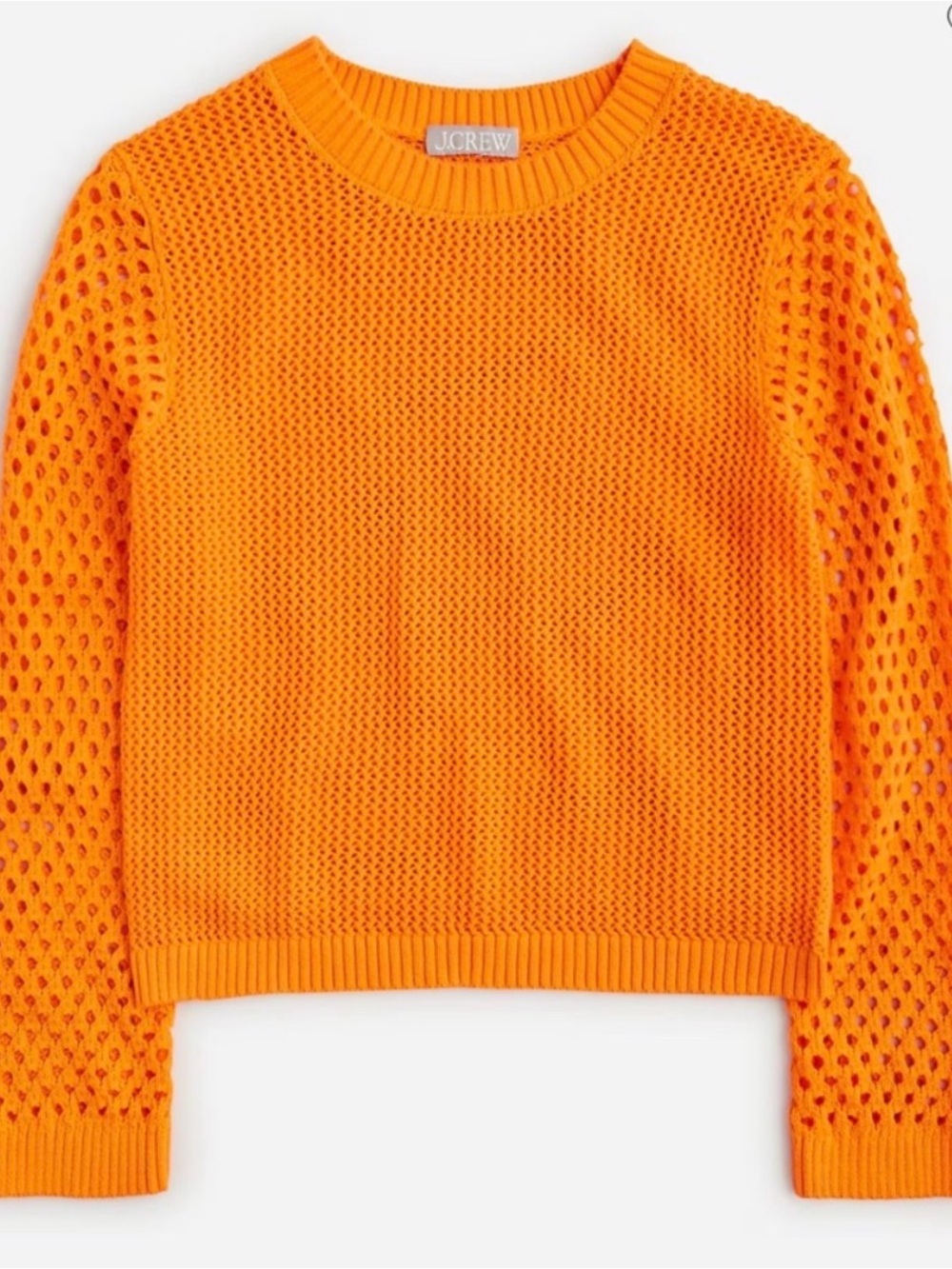 J. Crew Women's Bright Orange Open-Weave Crewneck Sweater